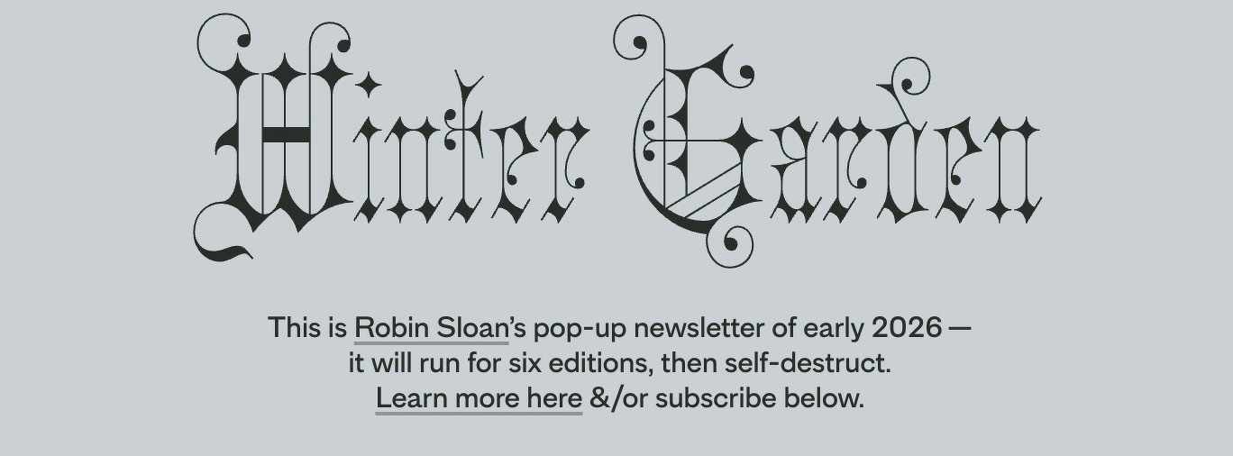 Sierlijke tekst toont de naam van een nieuwsbrief die zes edities zal verschijnen en daarna zichzelf zal vernietigen op een lichte achtergrond.